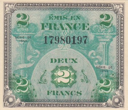 France 2 Francs Impr. américaine (drapeau) - 1944