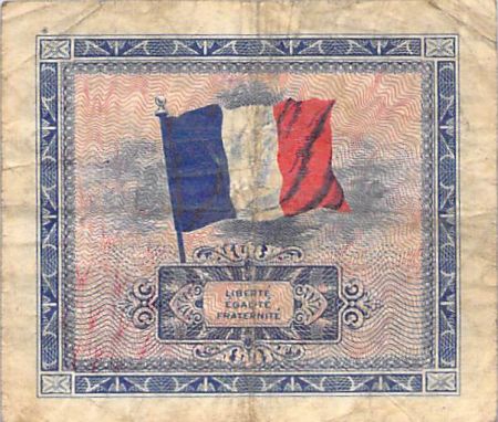 France 2 Francs Impr. américaine (drapeau) - 1944 Sans Série - TB+