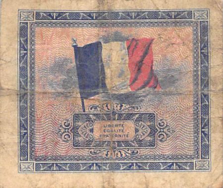 France 2 Francs Impr. américaine (drapeau) - 1944 Sans Série - TB