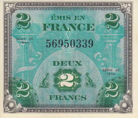 France 2 Francs Impr. américaine (drapeau) - 1944 sans série 56950339