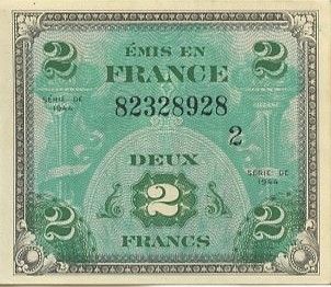 France 2 Francs Impr. américaine (drapeau) - 1944 Série 2