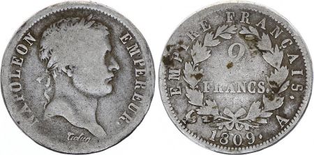 France 2 Francs Napoléon I - 1809 A Paris - Argent