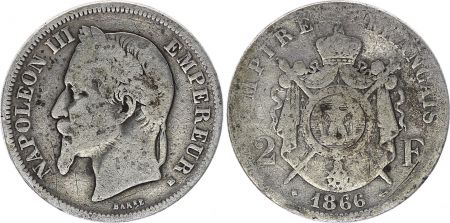 France 2 Francs Napoléon III - 1866 BB Strasbourg