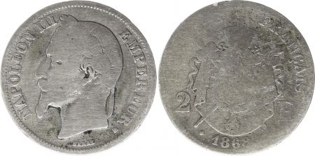 France 2 Francs Napoléon III - 1868 BB Strasbourg Argent