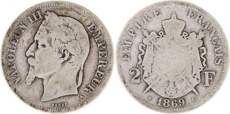 France 2 Francs Napoléon III - Armoiries 1869 A