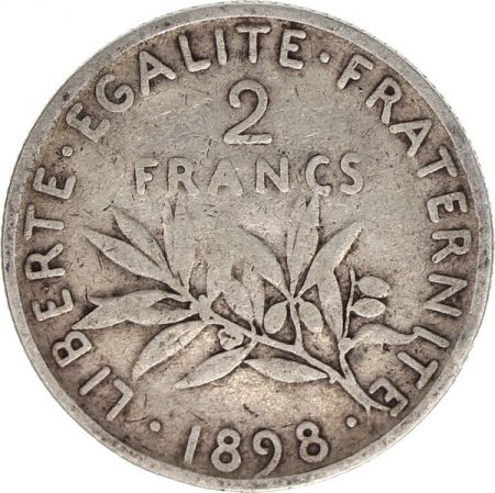 France 2 Francs Semeuse - 1898 - Argent