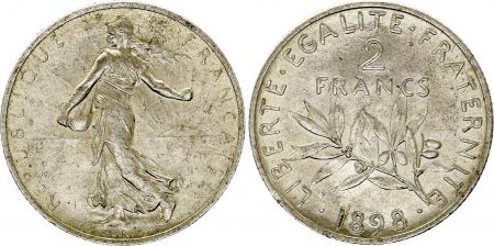 France 2 Francs Semeuse - 1898 - Argent