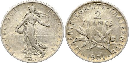France 2 Francs Semeuse - 1901 - Argent