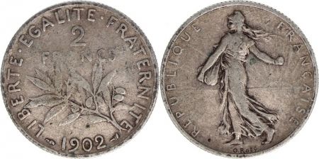 France 2 Francs Semeuse - 1902 - Argent