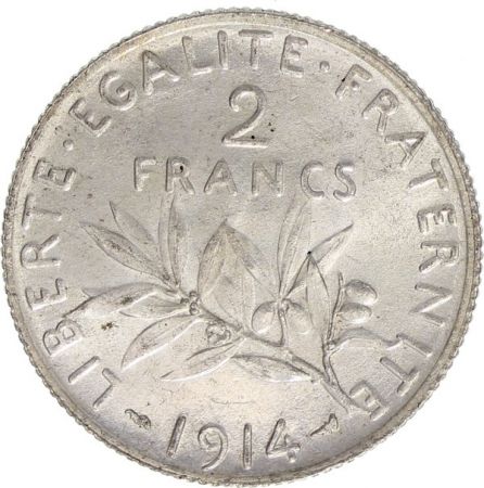 France 2 Francs Semeuse - 1914 - Argent
