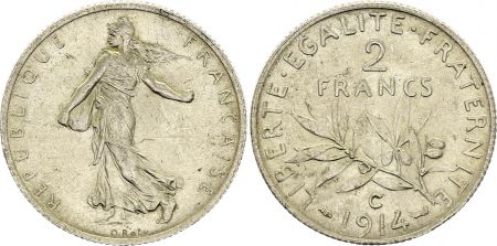 France 2 Francs Semeuse - 1914 C Castelsarrasin - Argent