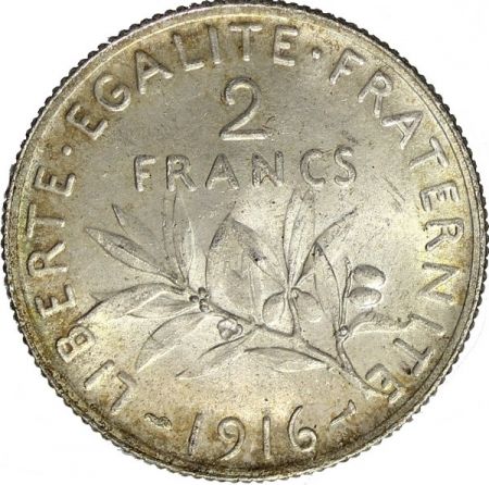 France 2 Francs Semeuse - 1916 - Argent