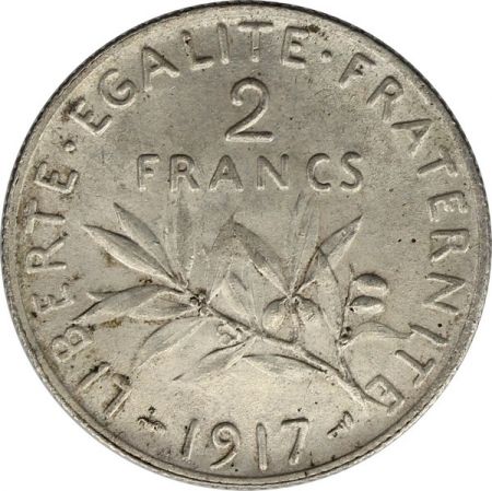 France 2 Francs Semeuse - 1917 - Argent
