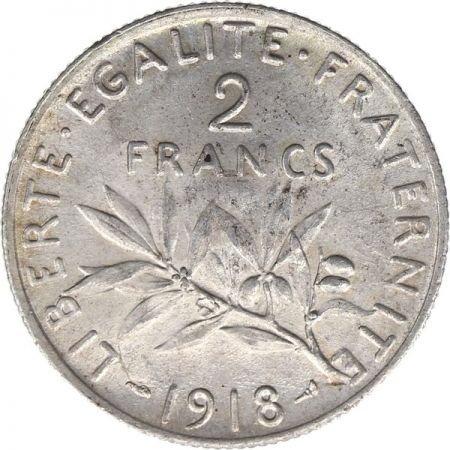 France 2 Francs Semeuse - 1918 - Argent