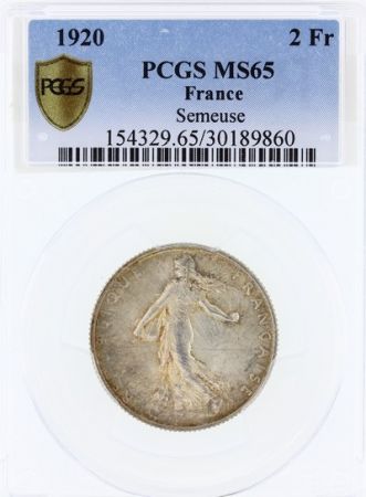 France 2 Francs Semeuse -1920 - PCGS MS 65