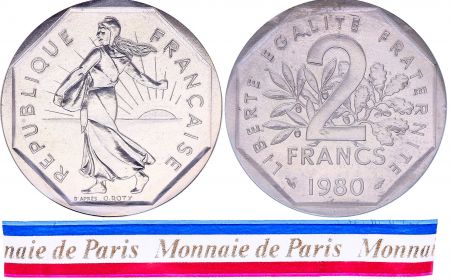 France 2 Francs Semeuse Piéfort 1980 - sous sachet Monnaie de Paris - Argent