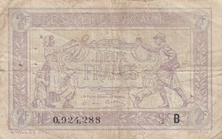 France 2 Francs Trésorerie aux armées - 1917 - B 0.924.2881 - TB +