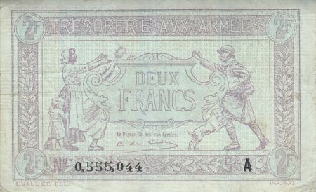 France 2 Francs Trésorerie aux armées - 1917 A 0.555.044