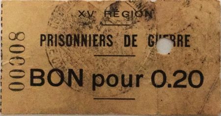 France 20 Centimes - Bon des Prisonniers de Guerre - 15e Région (Castres) - TB