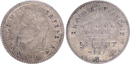 France 20 centimes, Napoleon III - 1867 K Bordeaux