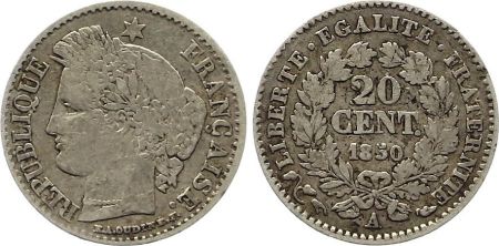 France 20 Centimes Cérès 1850 A Paris Argent