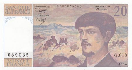 France 20 Francs  - Debussy - 1984 -  Série G.013