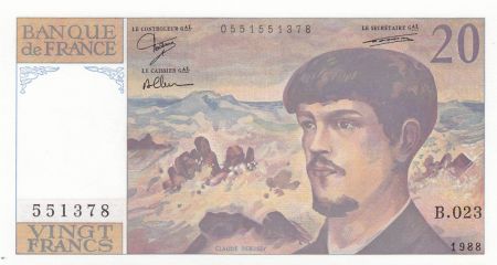 France 20 Francs  - Debussy - 1988 -  Série B.023