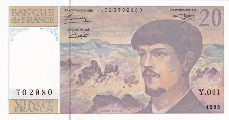 France 20 Francs  - Debussy - 1993 -  Série Y.041