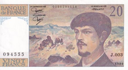 France 20 Francs - Debussy - 1980 - Série J.003 - F.66.01