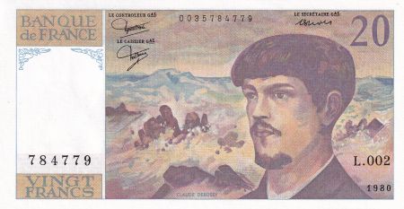 France 20 Francs - Debussy - 1980 - Série L.002 - F.66.01