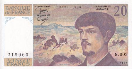 France 20 Francs - Debussy - 1980 - Série N.003 - F.66.01