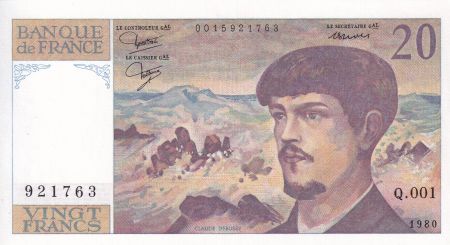 France 20 Francs - Debussy - 1980 - Série Q.001 - F.66.01