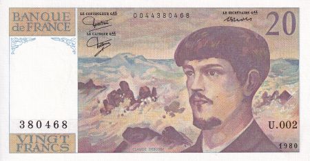 France 20 Francs - Debussy - 1980 - Série U.002 - F.66.01