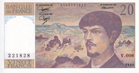 France 20 Francs - Debussy - 1980 - Série V.006 - F.66.01