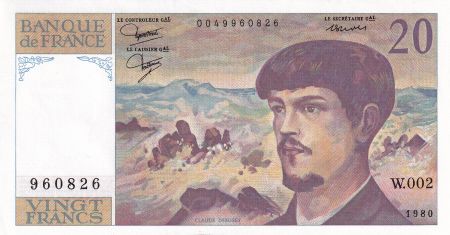 France 20 Francs - Debussy - 1980 - Série W.002 - F.66.01W2