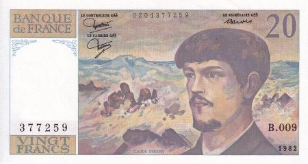 France 20 Francs - Debussy - 1982 - Série B.009 - F.66.03