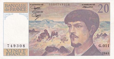 France 20 Francs - Debussy - 1983 - Série G.011