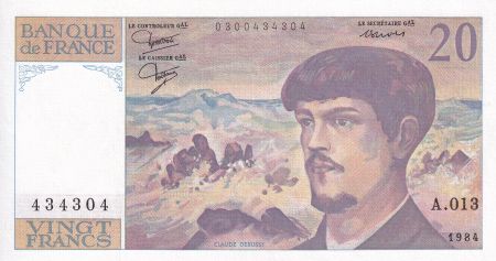 France 20 Francs - Debussy - 1984 - Série A.013 - F.66.05A13