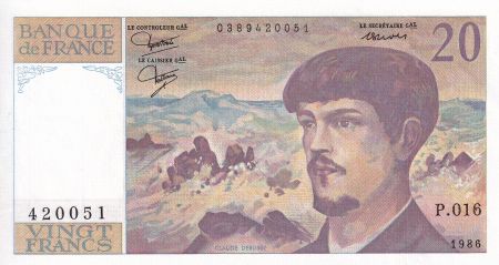 France 20 Francs - Debussy - 1986 - Série P.016 - F.66.07
