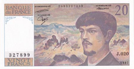 France 20 Francs - Debussy - 1987 - Série J.020 - F.66.08