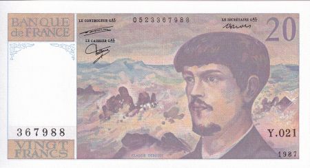 France 20 Francs - Debussy - 1987 - Série Y.021 - F.66.08