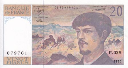 France 20 Francs - Debussy - 1990 - Série H.028 - F.66Bis.01