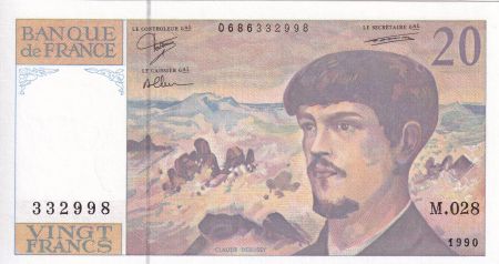 France 20 Francs - Debussy - 1990 - Série M.028 - F.66Bis.01