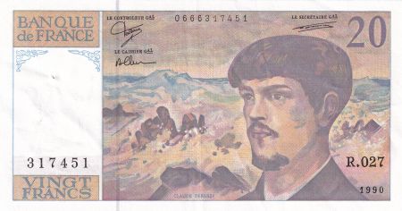 France 20 Francs - Debussy - 1990 - Série R.027