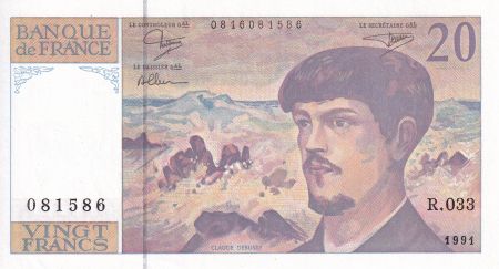 France 20 Francs - Debussy - 1991 - Série R.033 - F.66Bis.02