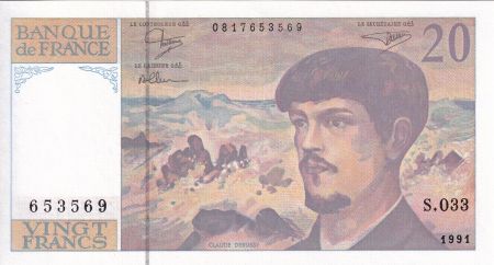 France 20 Francs - Debussy - 1991 - Série S.033 - F.66Bis.02
