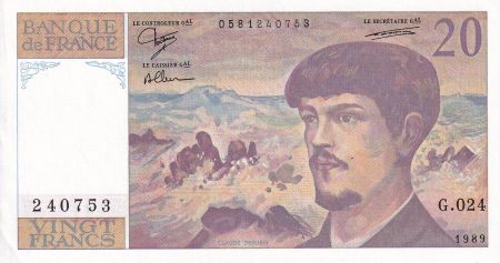 France 20 Francs - Debussy - Série G.024 - 1989 - SPL+ - F.66.10