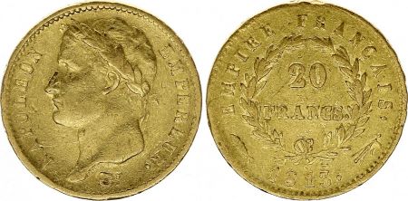France 20 Francs - Napoléon I - Tête laurée - 1813 Utrecht