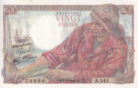 France 20 Francs - Pêcheur - 05-07-1945 - Série A.141 - F.13.10