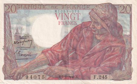 France 20 Francs - Pêcheur - 09-02-1950 - Série F.245 - F.13.17